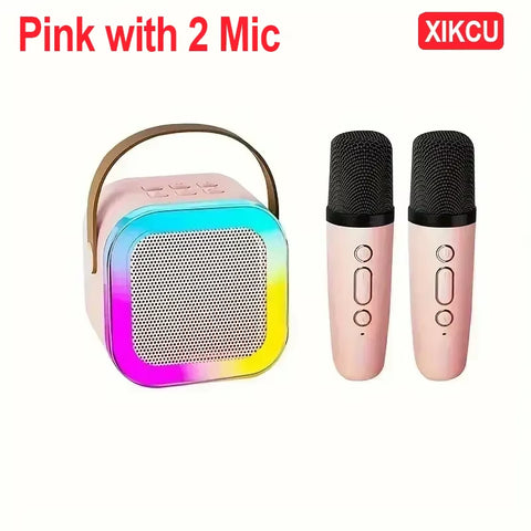 Portable Karaoke Bluetooth 5.3 Speaker Machine PA System with 2 Wireless Microphones Home Family Singing Children'S Gifts