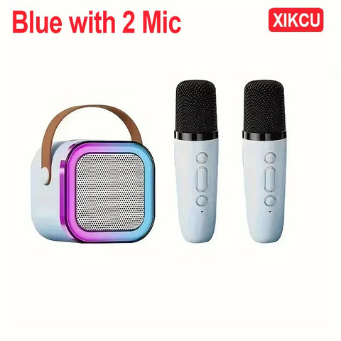 Portable Karaoke Bluetooth 5.3 Speaker Machine PA System with 2 Wireless Microphones Home Family Singing Children'S Gifts