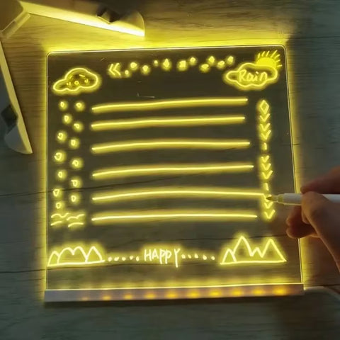 Led Note Board with Colors Led Night Light Note Board Usb Children Drawing Board Erasable Neon Sign Clear Glass Writing Board