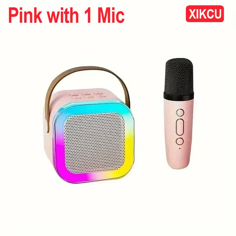 Portable Karaoke Bluetooth 5.3 Speaker Machine PA System with 2 Wireless Microphones Home Family Singing Children'S Gifts