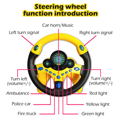 Infant Shining Eletric Simulation Steering Wheel Toy with Light Sound Kids Early Educational Stroller Steering Wheel Vocal Toys